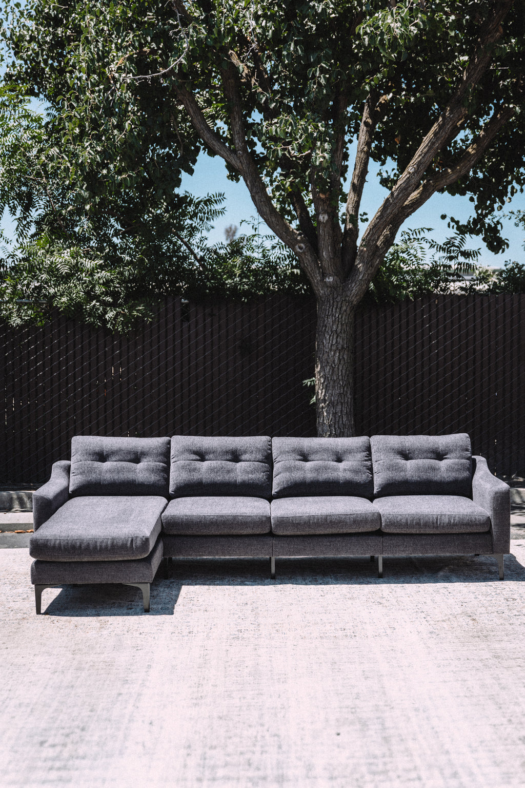 Burrow Nomad King Chaise Sectional - Heather Charcoal Performance Chenille