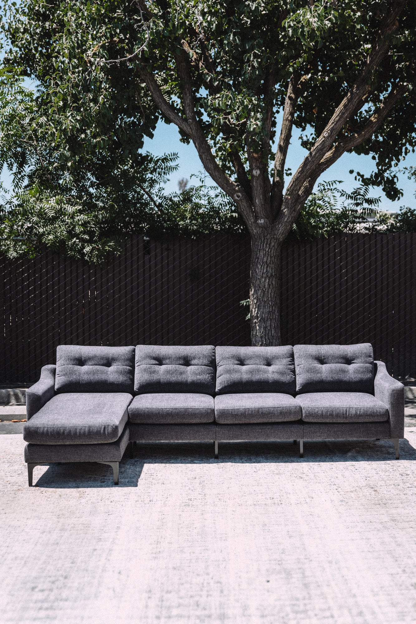 Burrow Nomad King Chaise Sectional - Heather Charcoal Performance Chenille