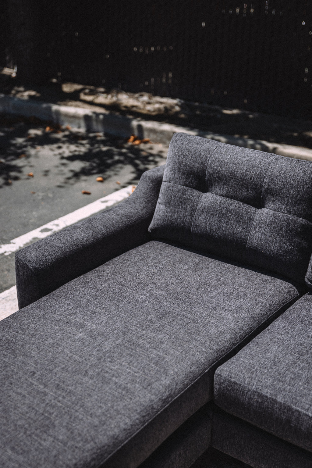 Burrow Nomad King Chaise Sectional - Heather Charcoal Performance Chenille