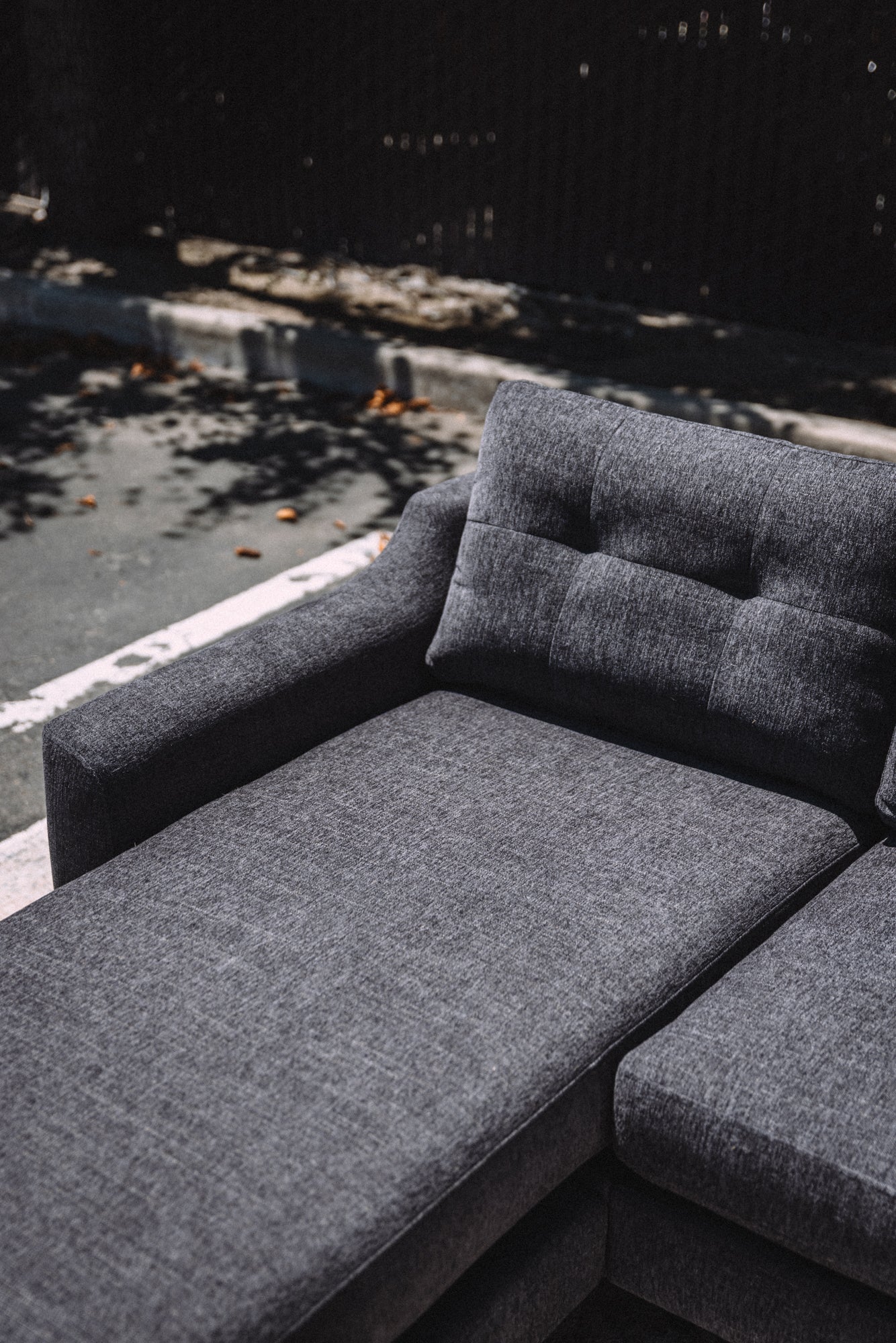 Burrow Nomad King Chaise Sectional - Heather Charcoal Performance Chenille