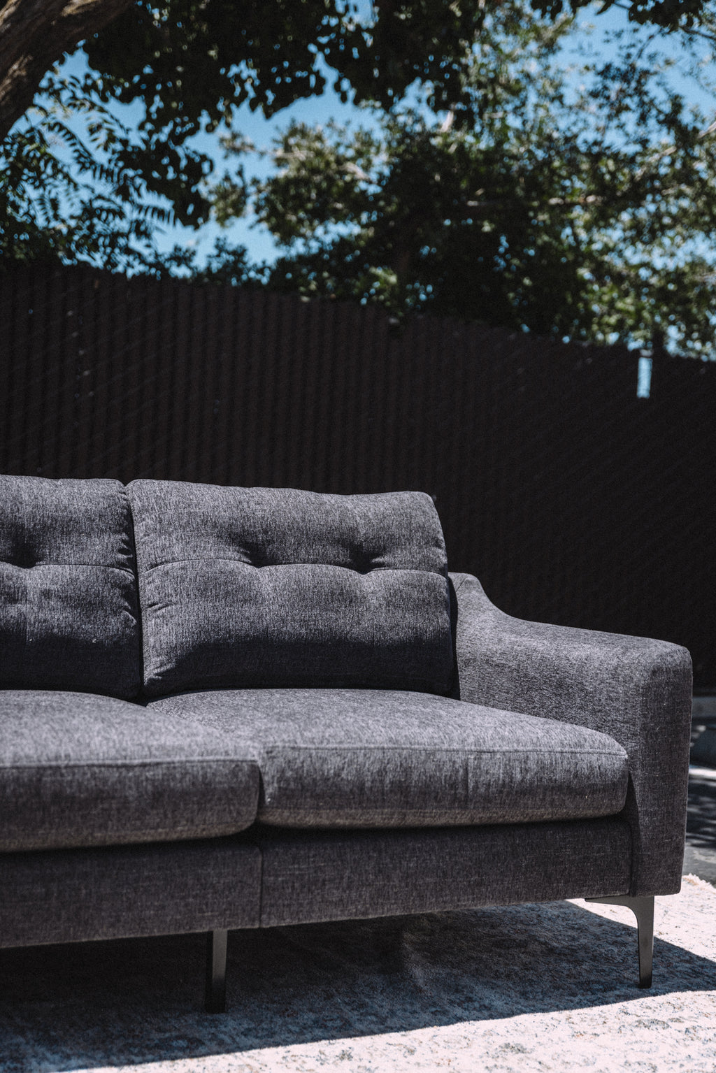 Burrow Nomad King Chaise Sectional - Heather Charcoal Performance Chenille