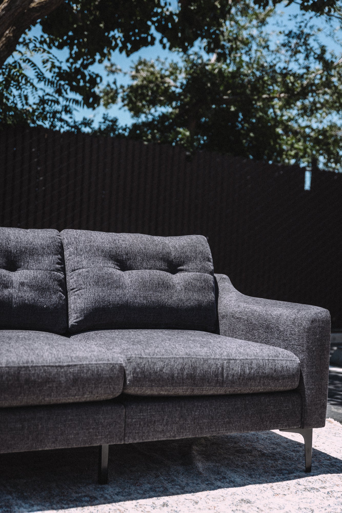 Burrow Nomad King Chaise Sectional - Heather Charcoal Performance Chenille