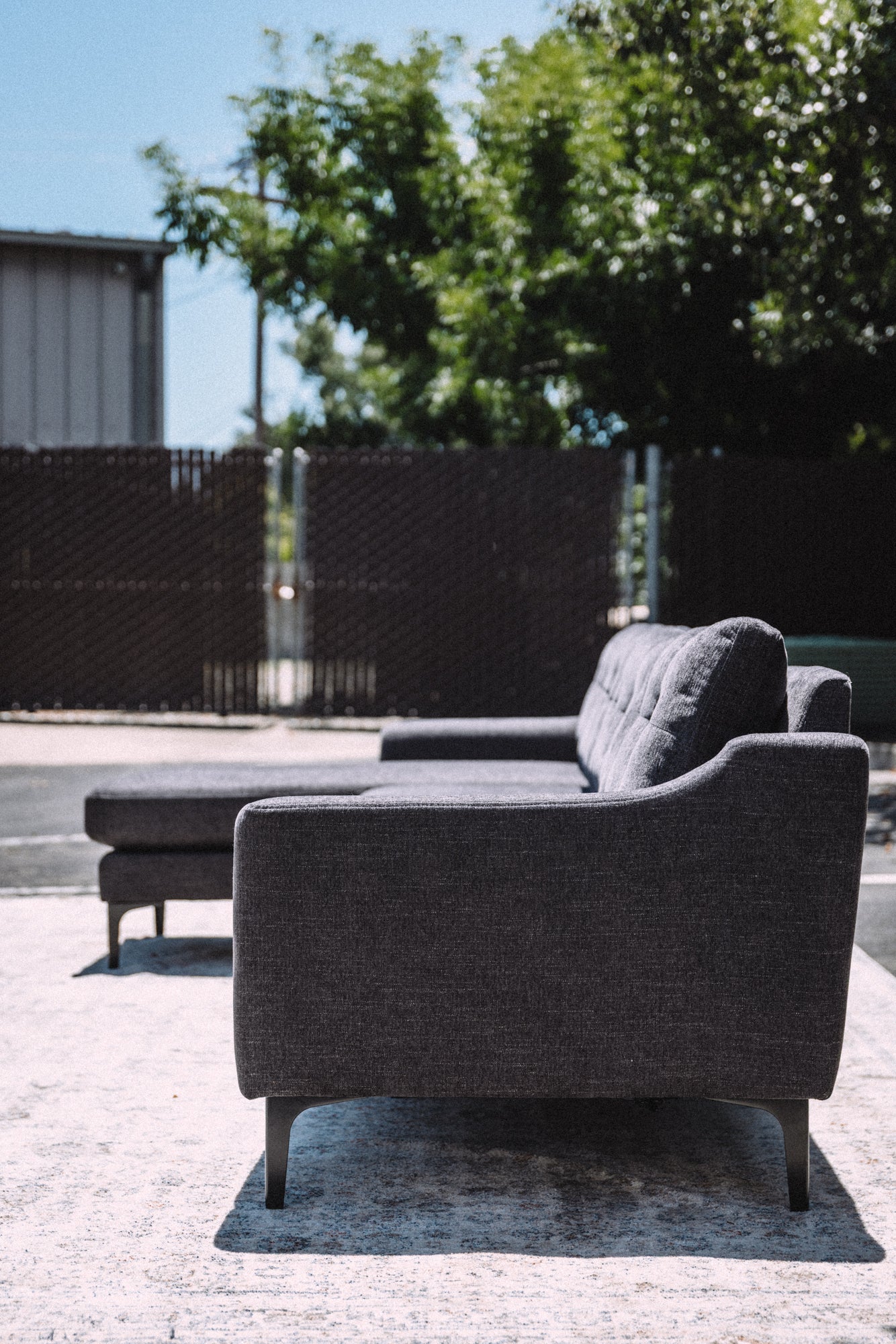 Burrow Nomad King Chaise Sectional - Heather Charcoal Performance Chenille