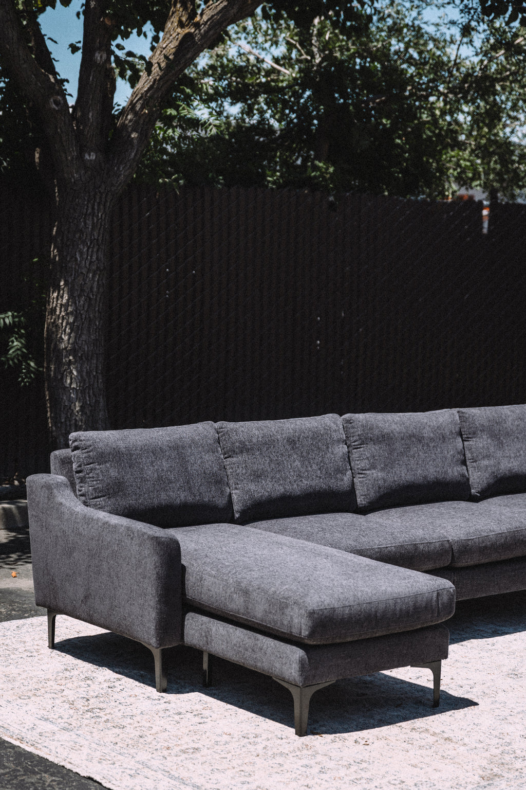 Burrow Nomad King Chaise Sectional - Heather Charcoal Performance Chenille