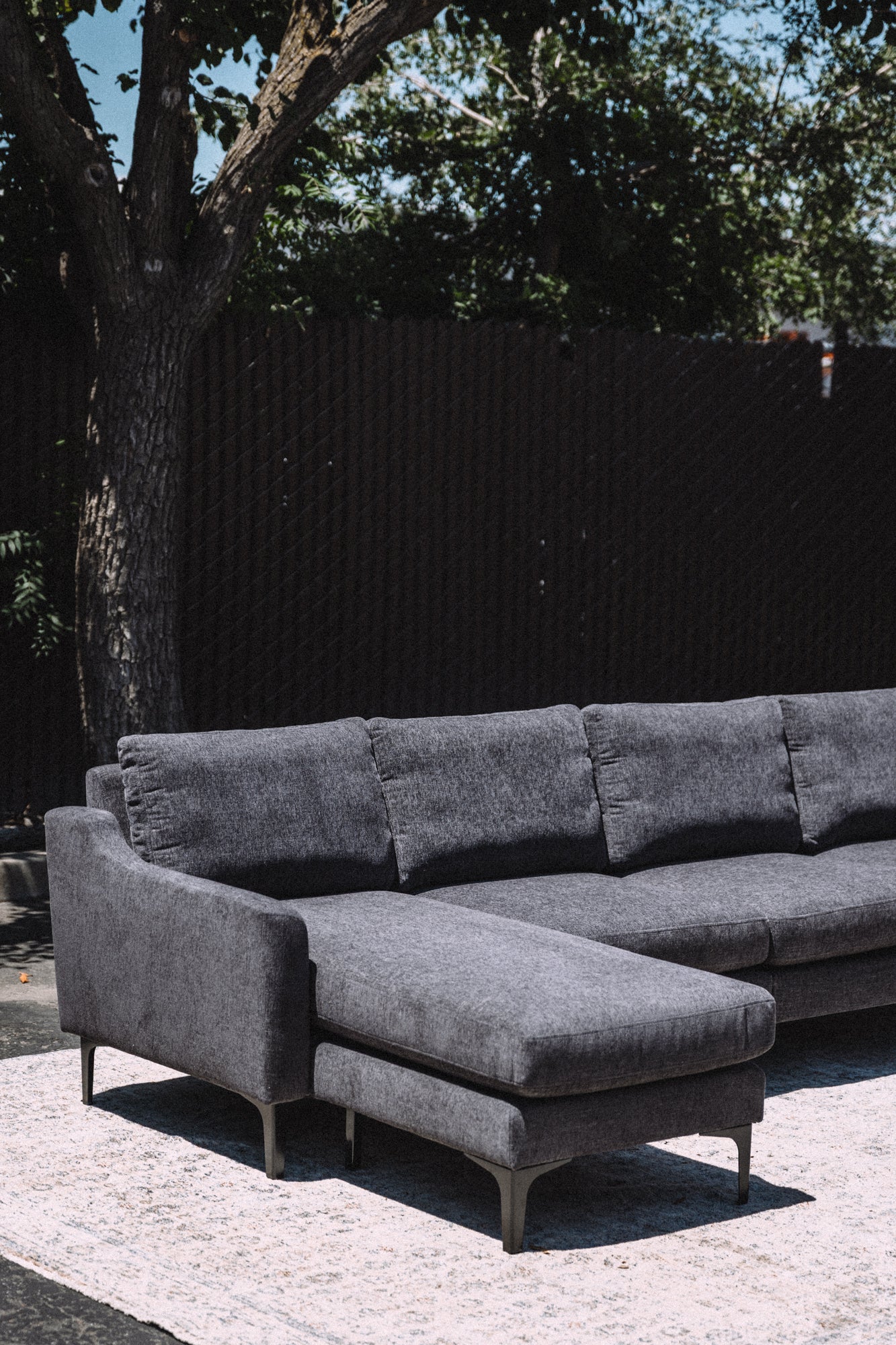Burrow Nomad King Chaise Sectional - Heather Charcoal Performance Chenille
