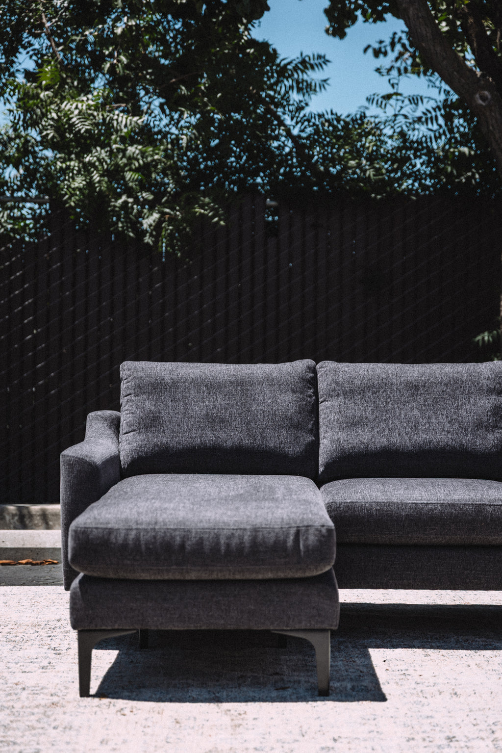 Burrow Nomad King Chaise Sectional - Heather Charcoal Performance Chenille