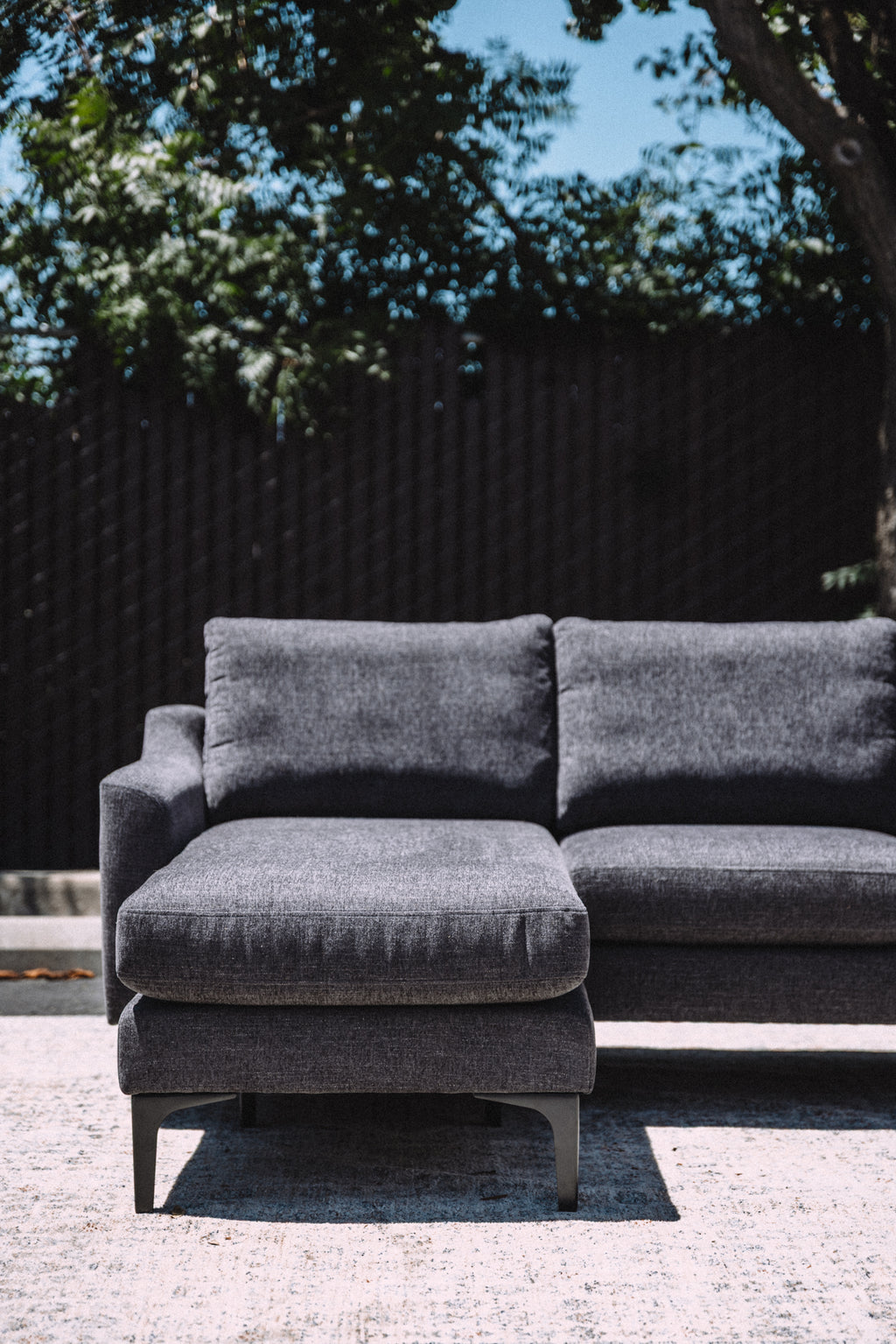 Burrow Nomad King Chaise Sectional - Heather Charcoal Performance Chenille
