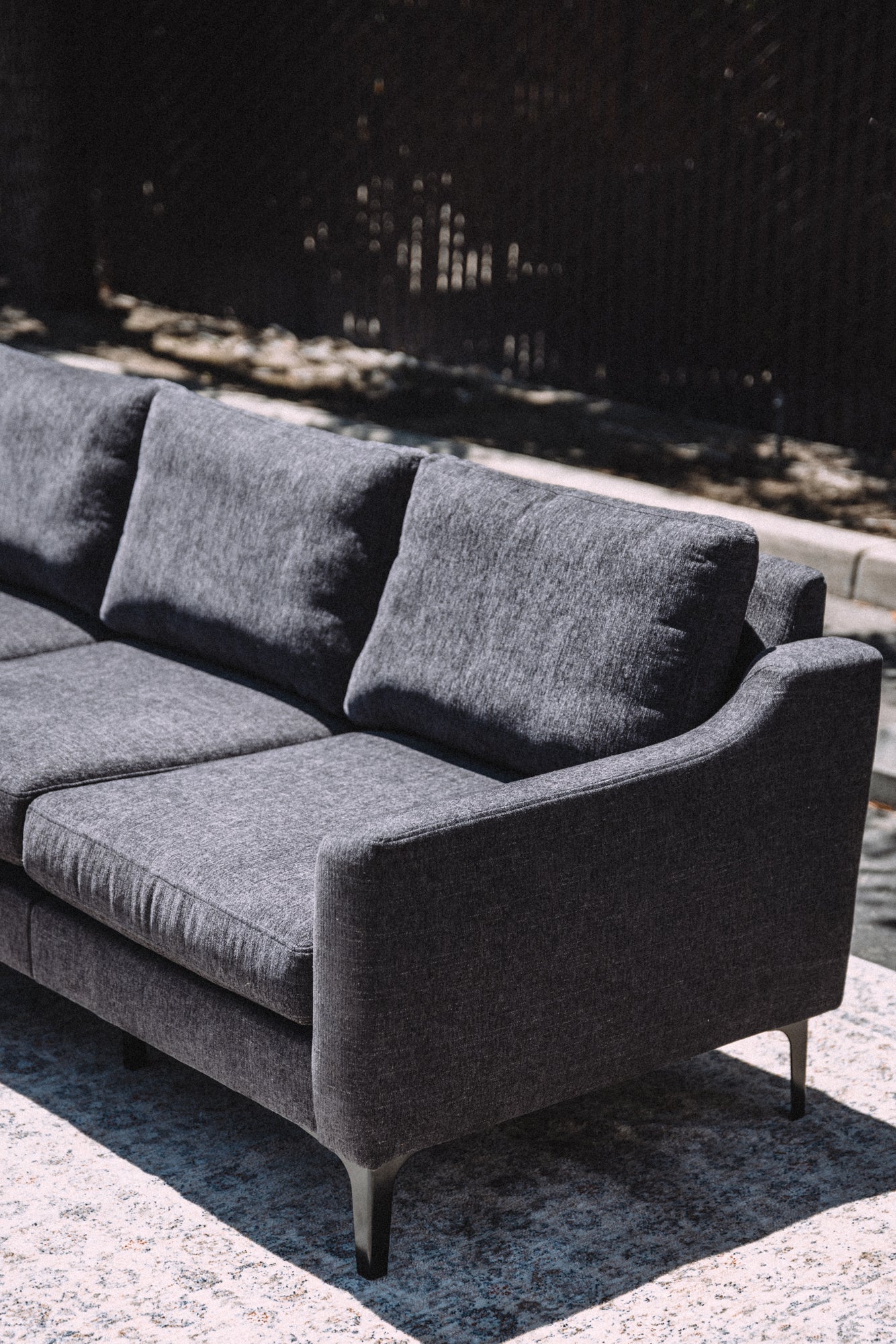 Burrow Nomad King Chaise Sectional - Heather Charcoal Performance Chenille