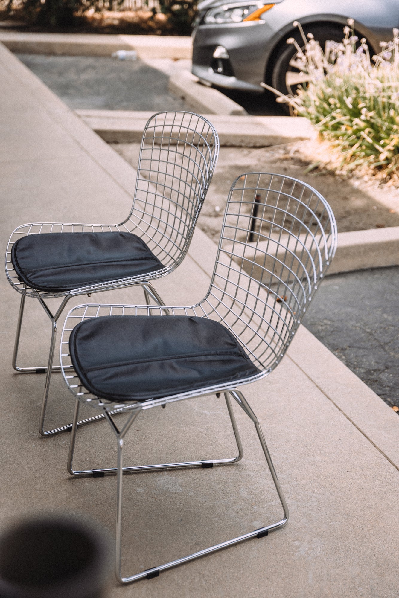 (Set of 2) Aiotreb Chrome Wire Chairs