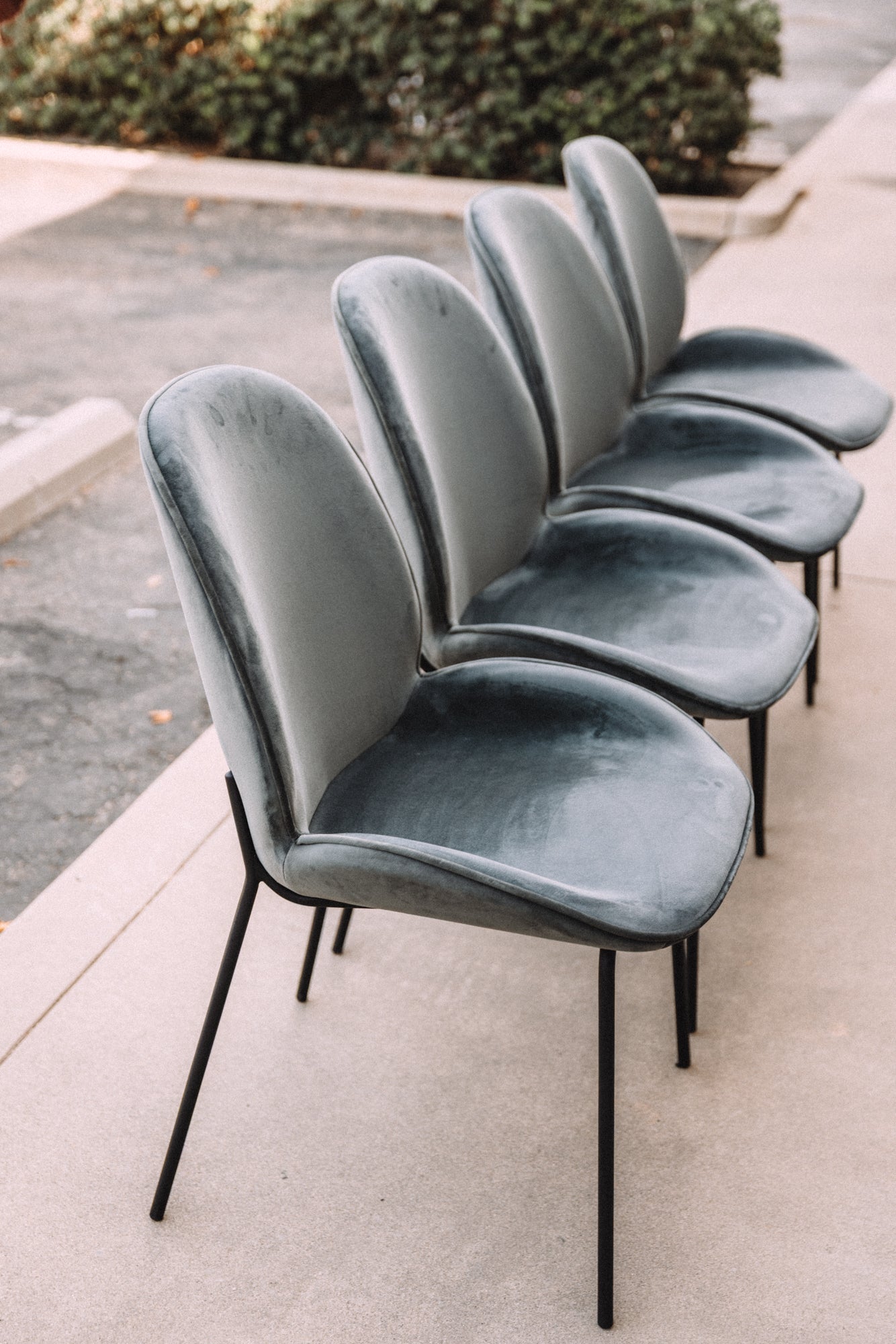 (Set of 4) Dauphine Dining Chairs - Smoked Turquoise