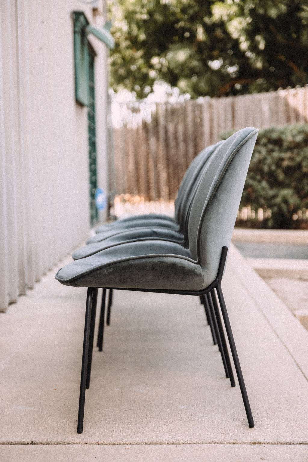 (Set of 4) Dauphine Dining Chairs - Smoked Turquoise