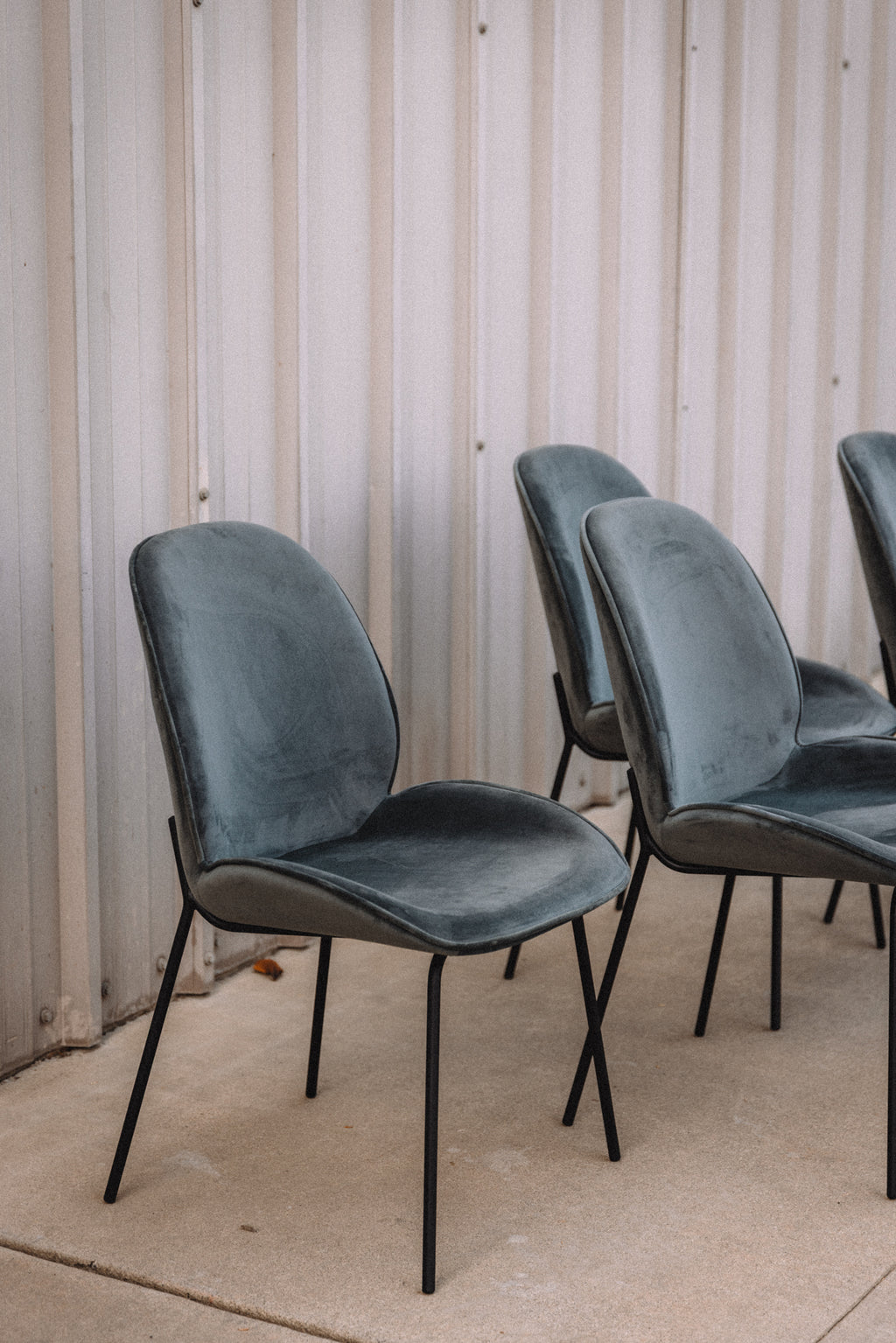 (Set of 4) Dauphine Dining Chairs - Smoked Turquoise
