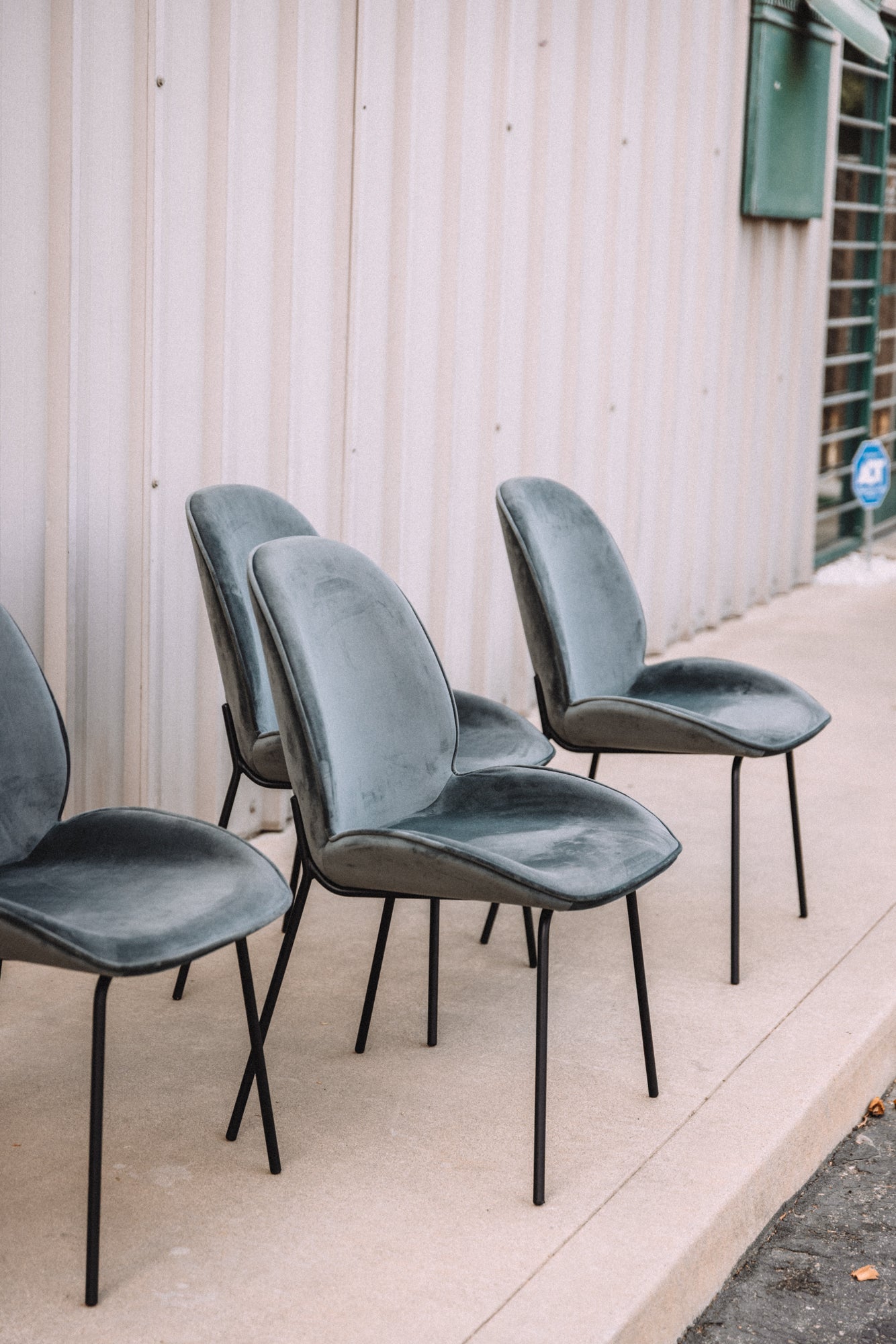 (Set of 4) Dauphine Dining Chairs - Smoked Turquoise