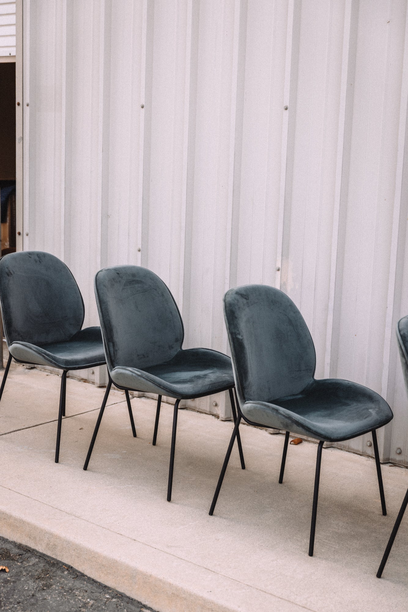 (Set of 4) Dauphine Dining Chairs - Smoked Turquoise