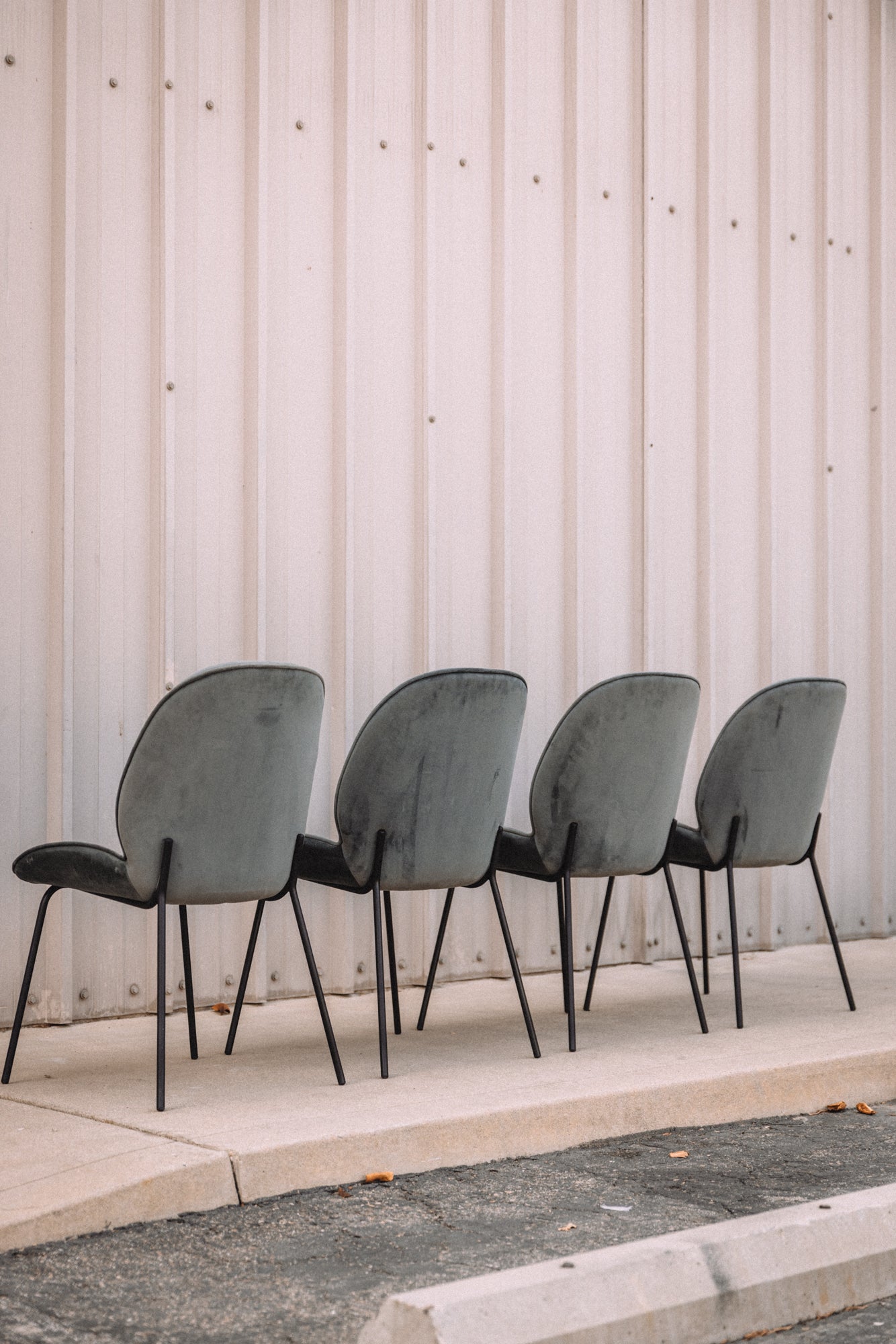 (Set of 4) Dauphine Dining Chairs - Smoked Turquoise