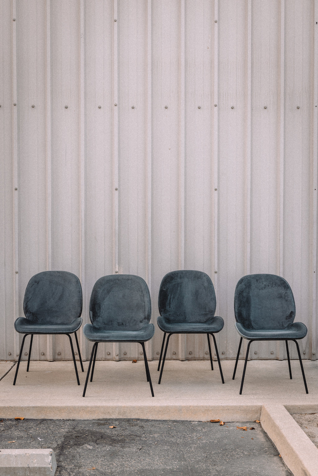 (Set of 4) Dauphine Dining Chairs - Smoked Turquoise