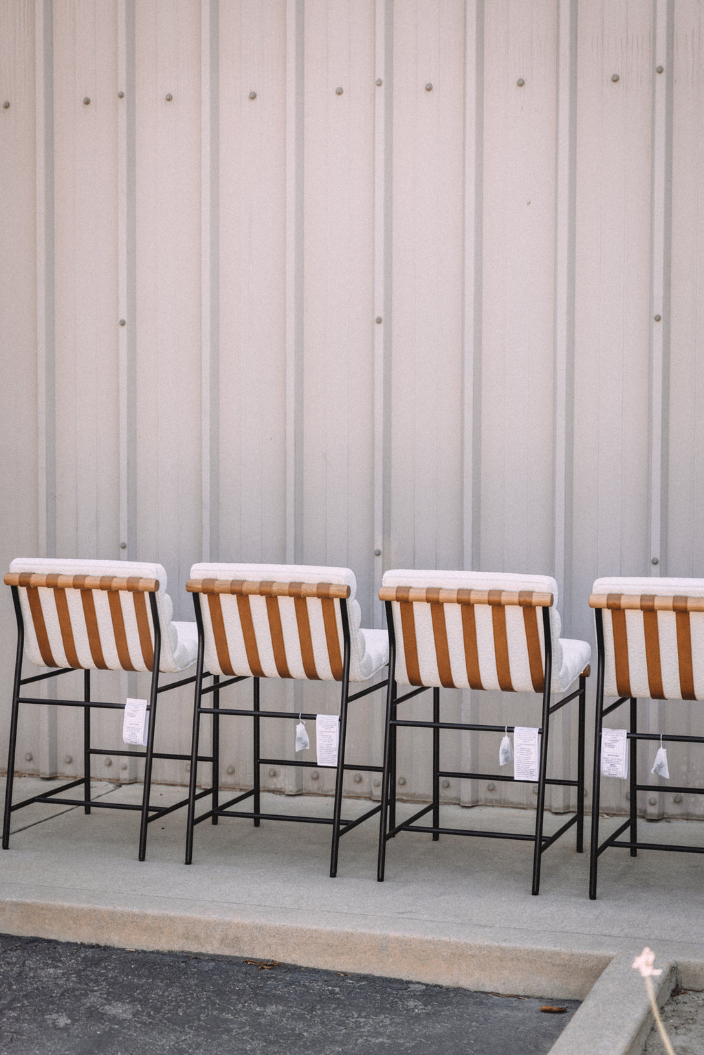 Denver Modern Vail Counter Height Stools - Ivory Bouclé (Set of 4)