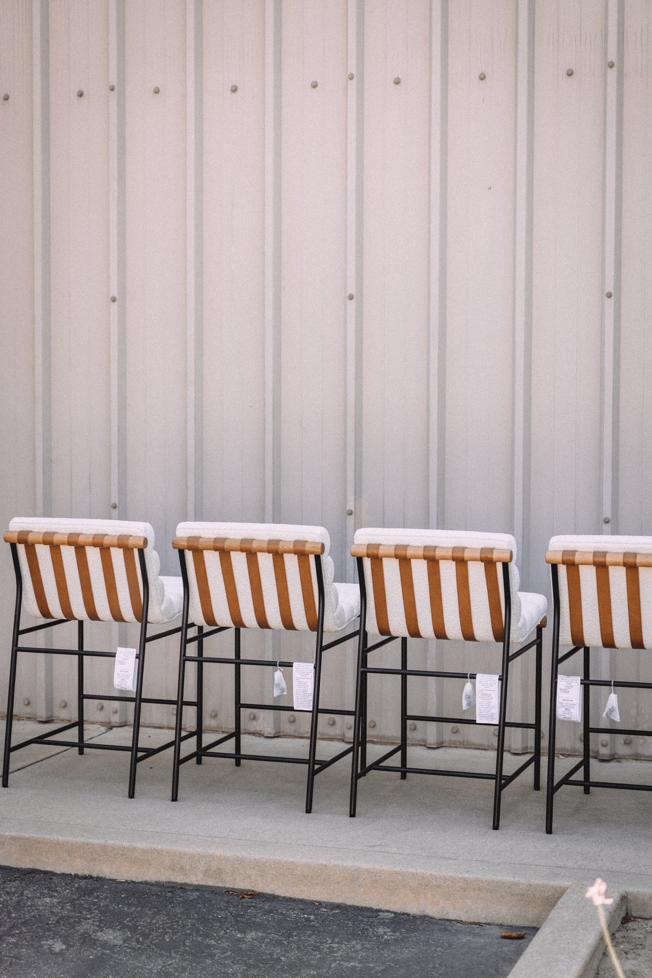 Denver Modern Vail Counter Height Stools - Ivory Bouclé (Set of 4)