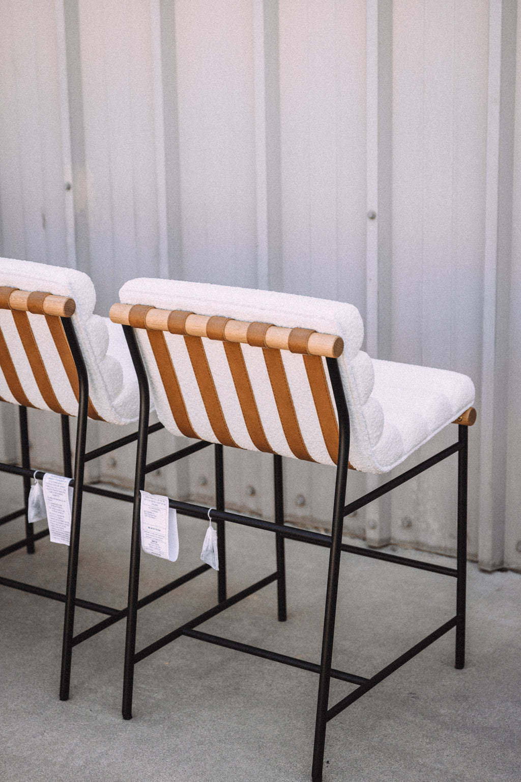 Denver Modern Vail Counter Height Stools - Ivory Bouclé (Set of 4)