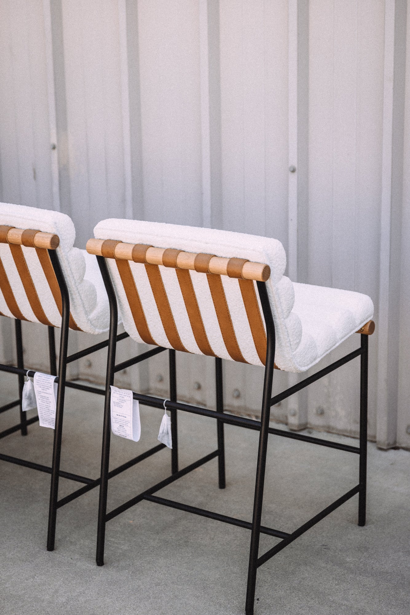 Denver Modern Vail Counter Height Stools - Ivory Bouclé (Set of 4)