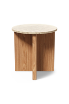 Article Sporo Travertine Side Table - Natural Oak