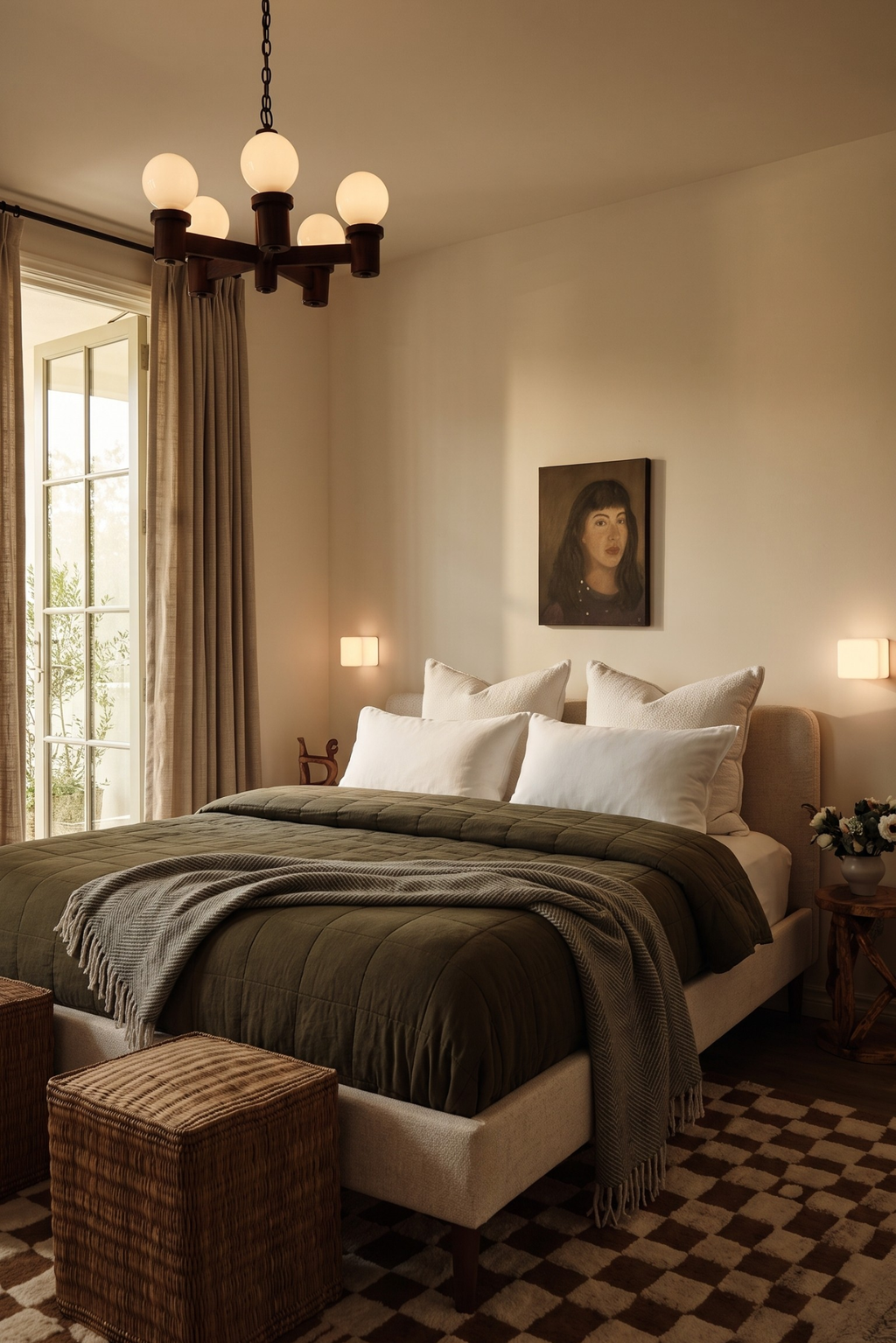 Burrow Chorus Upholstered Queen Bed Papyrus/Walnut
