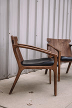 Hanger Lounge Chair - Walnut & Black Italian Leather (Set of 2)