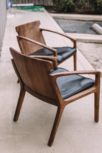 Hanger Lounge Chair - Walnut & Black Italian Leather (Set of 2)