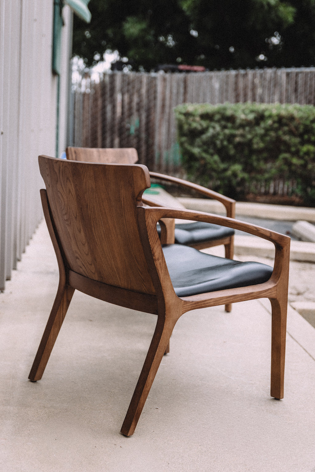 Hanger Lounge Chair - Walnut & Black Italian Leather (Set of 2)