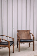 Hanger Lounge Chair - Walnut & Black Italian Leather (Set of 2)