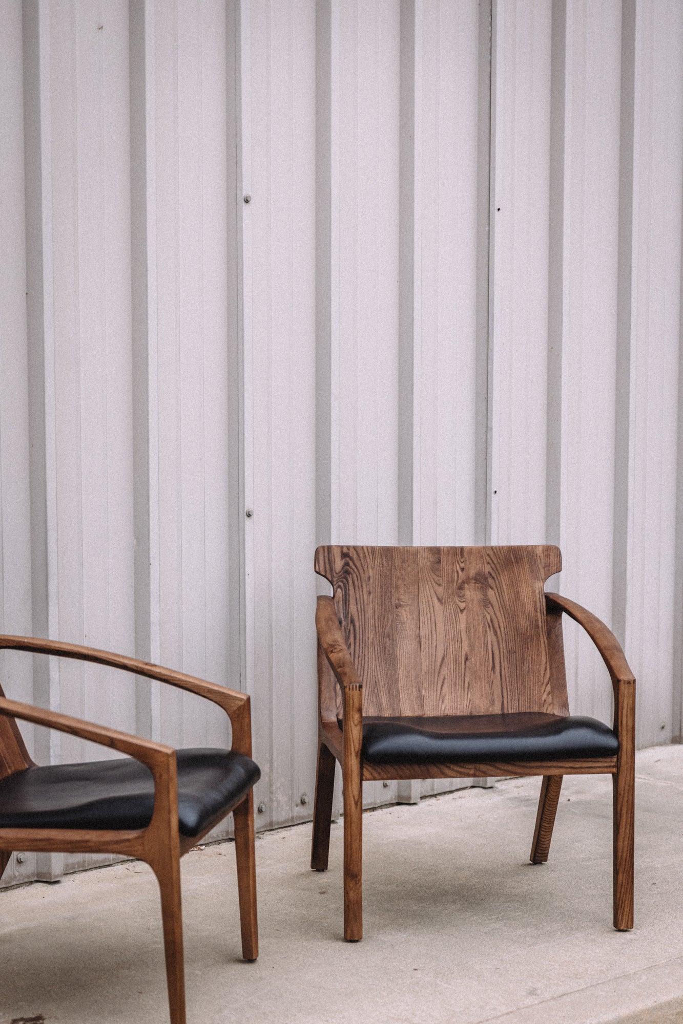 Hanger Lounge Chair - Walnut & Black Italian Leather (Set of 2)