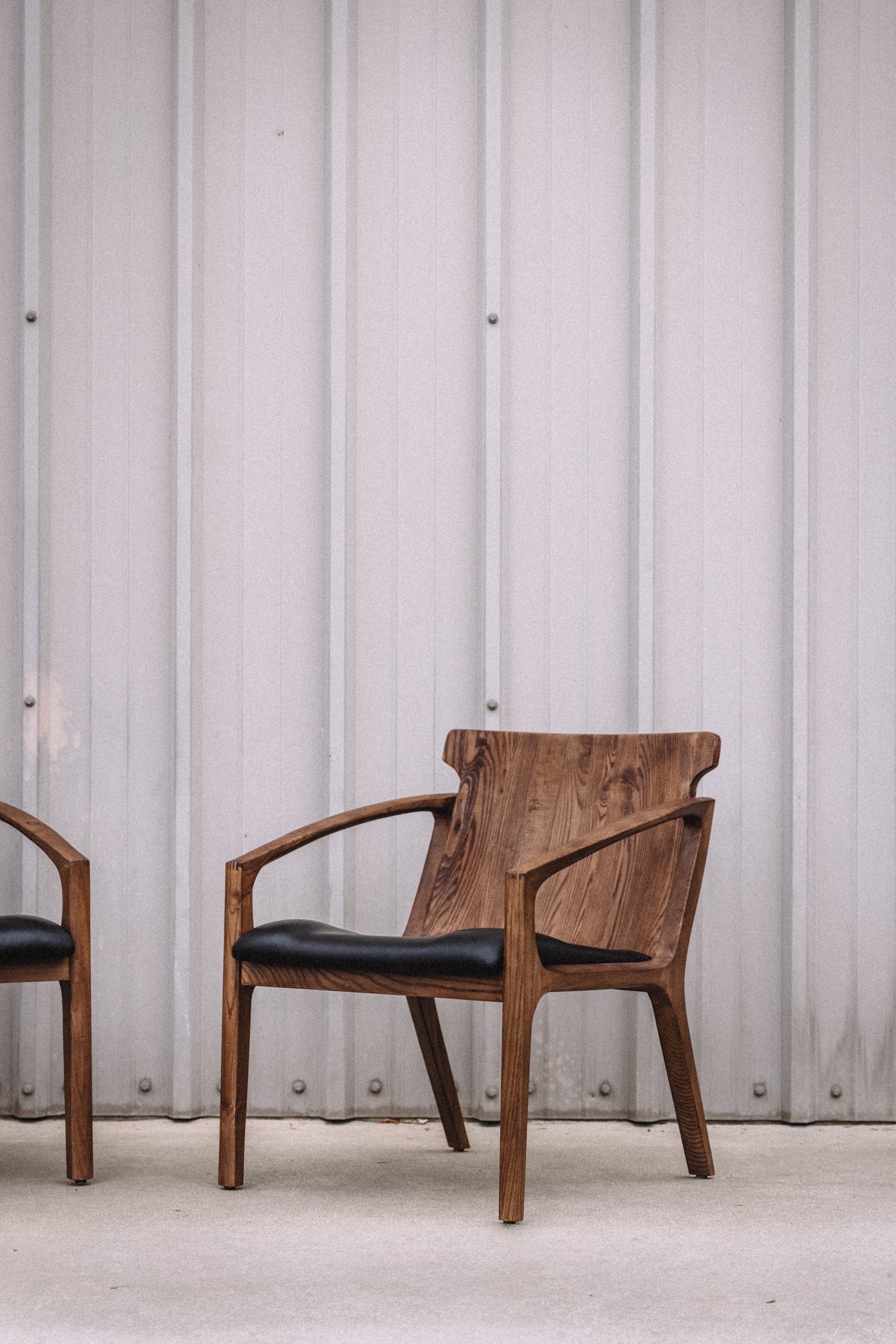 Hanger Lounge Chair - Walnut & Black Italian Leather (Set of 2)
