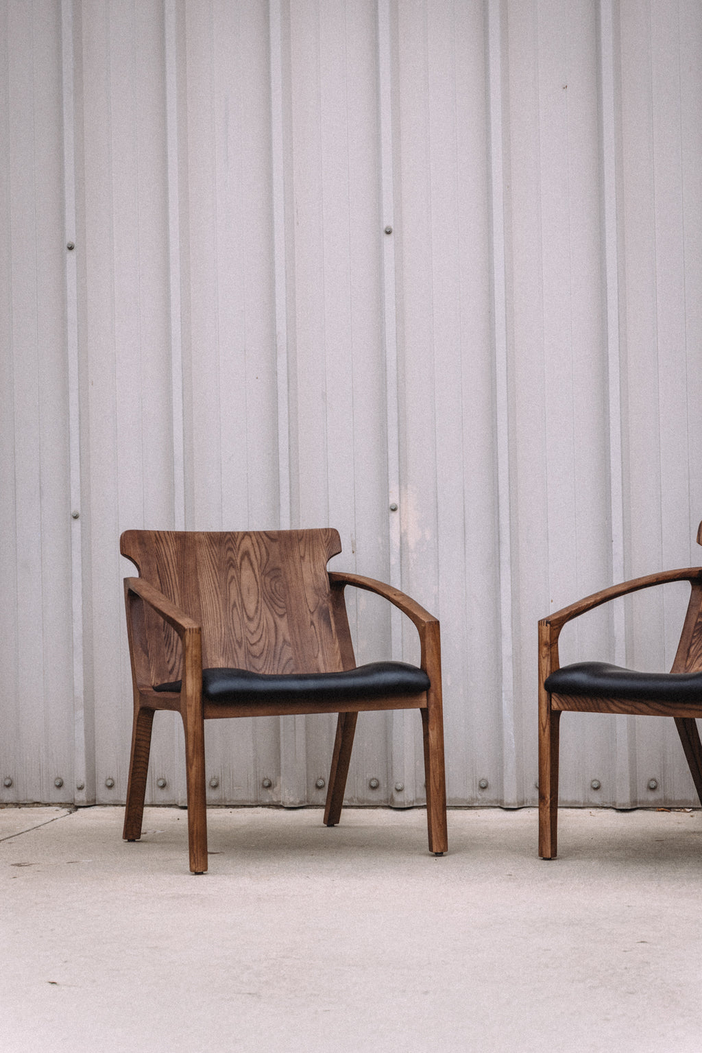 Hanger Lounge Chair - Walnut & Black Italian Leather (Set of 2)