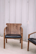 Hanger Lounge Chair - Walnut & Black Italian Leather (Set of 2)