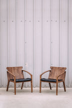 Hanger Lounge Chair - Walnut & Black Italian Leather (Set of 2)