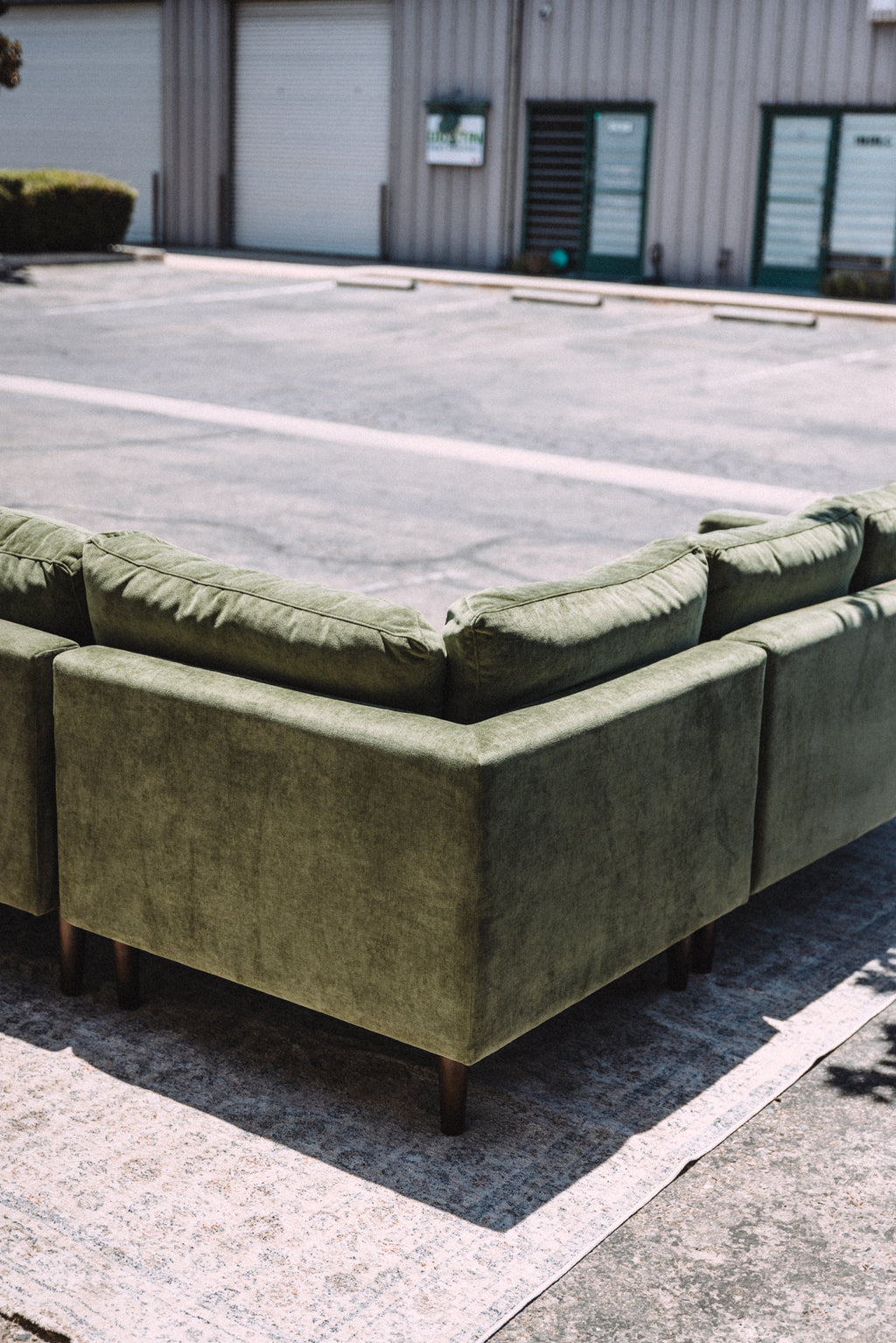 Poly & Bark Napa Velvet Corner Sectional Sofa - Distressed Green