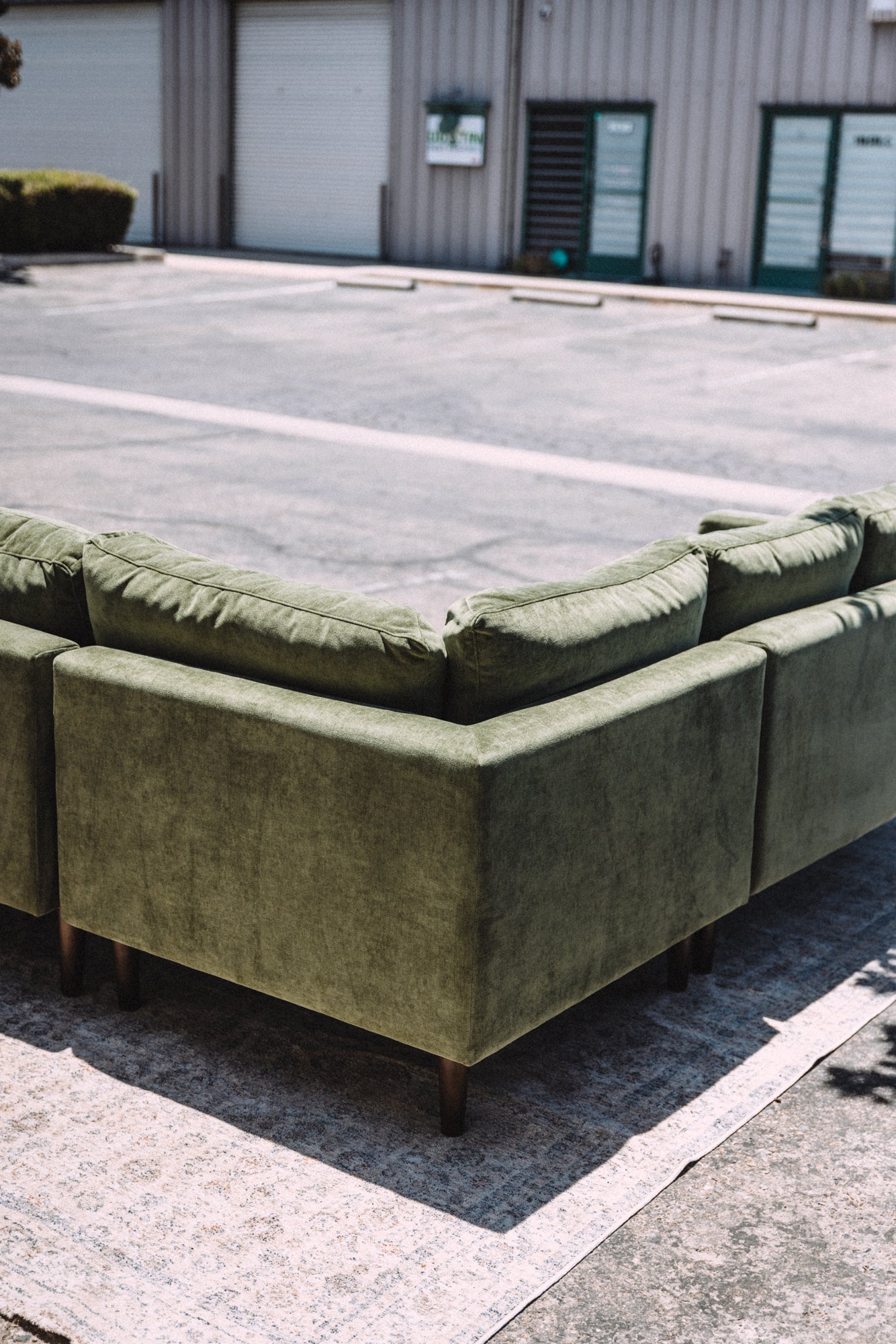 Poly & Bark Napa Velvet Corner Sectional Sofa - Distressed Green