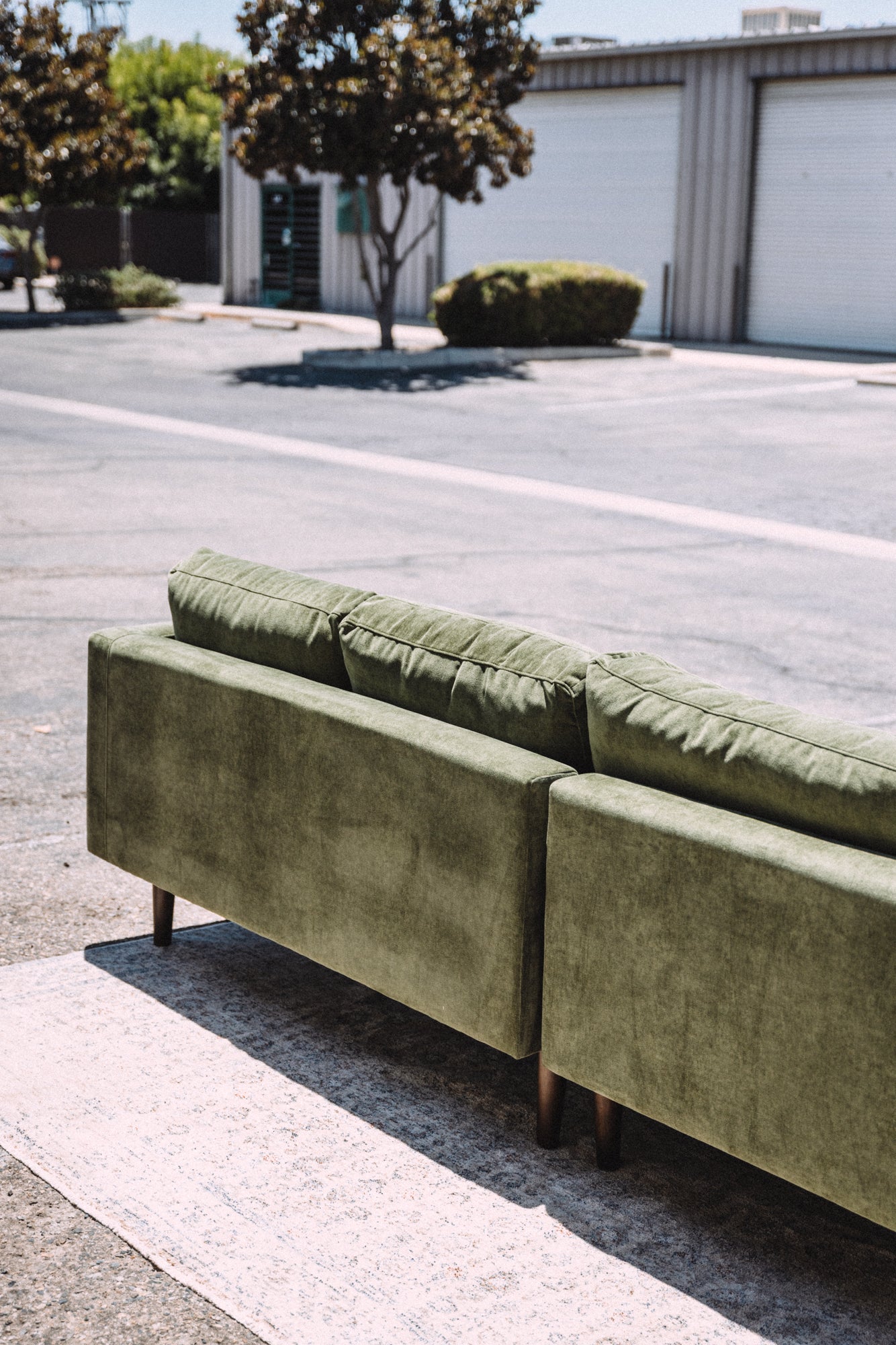 Poly & Bark Napa Velvet Corner Sectional Sofa - Distressed Green