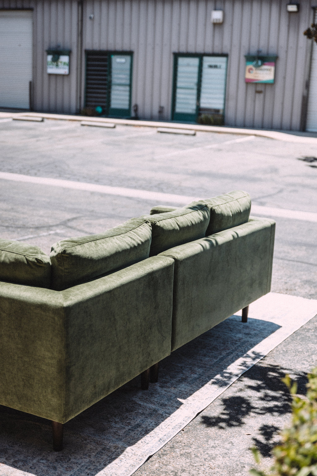 Poly & Bark Napa Velvet Corner Sectional Sofa - Distressed Green