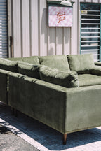 Poly & Bark Napa Velvet Corner Sectional Sofa - Distressed Green
