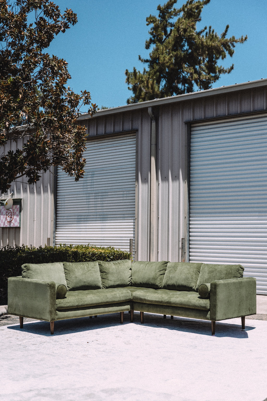 Poly & Bark Napa Velvet Corner Sectional Sofa - Distressed Green