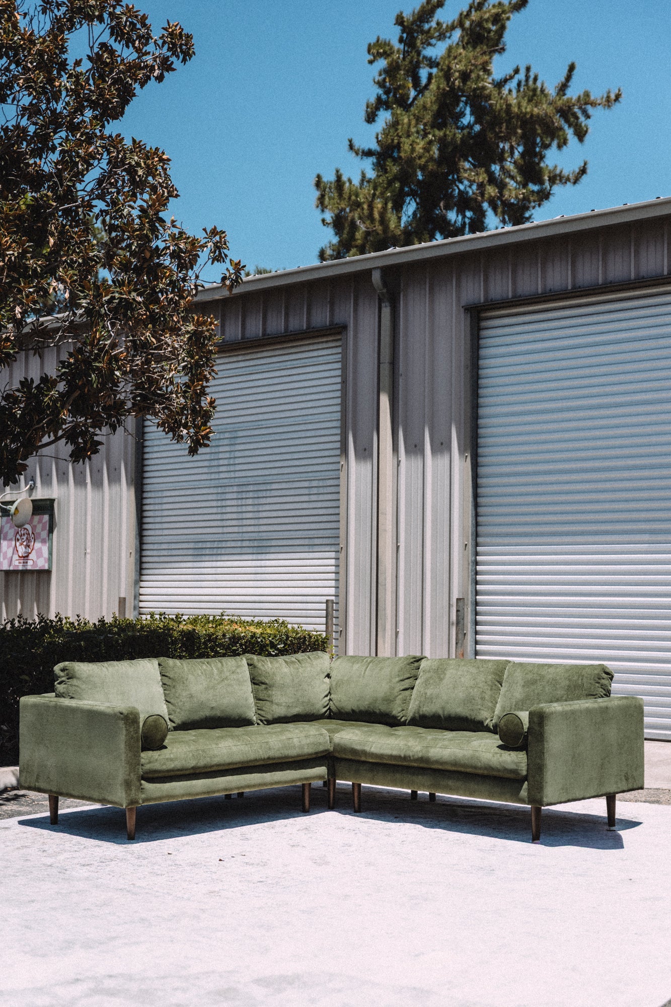 Poly & Bark Napa Velvet Corner Sectional Sofa - Distressed Green