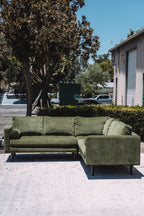 Poly & Bark Napa Velvet Corner Sectional Sofa - Distressed Green