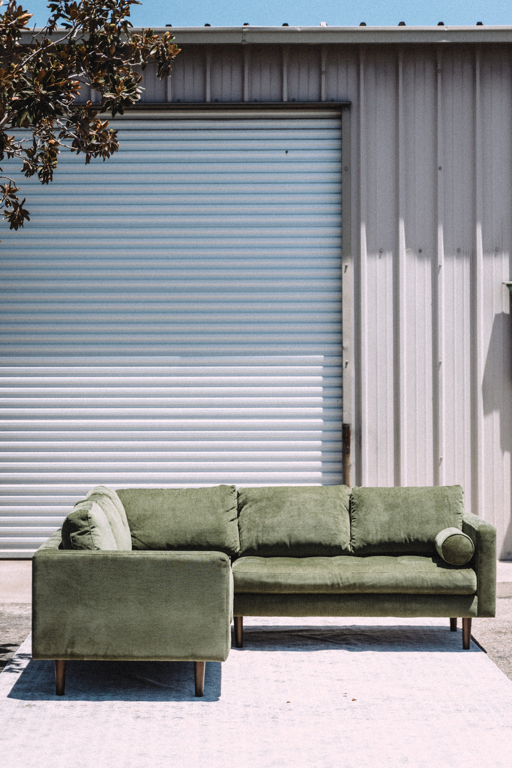 Poly & Bark Napa Velvet Corner Sectional Sofa - Distressed Green