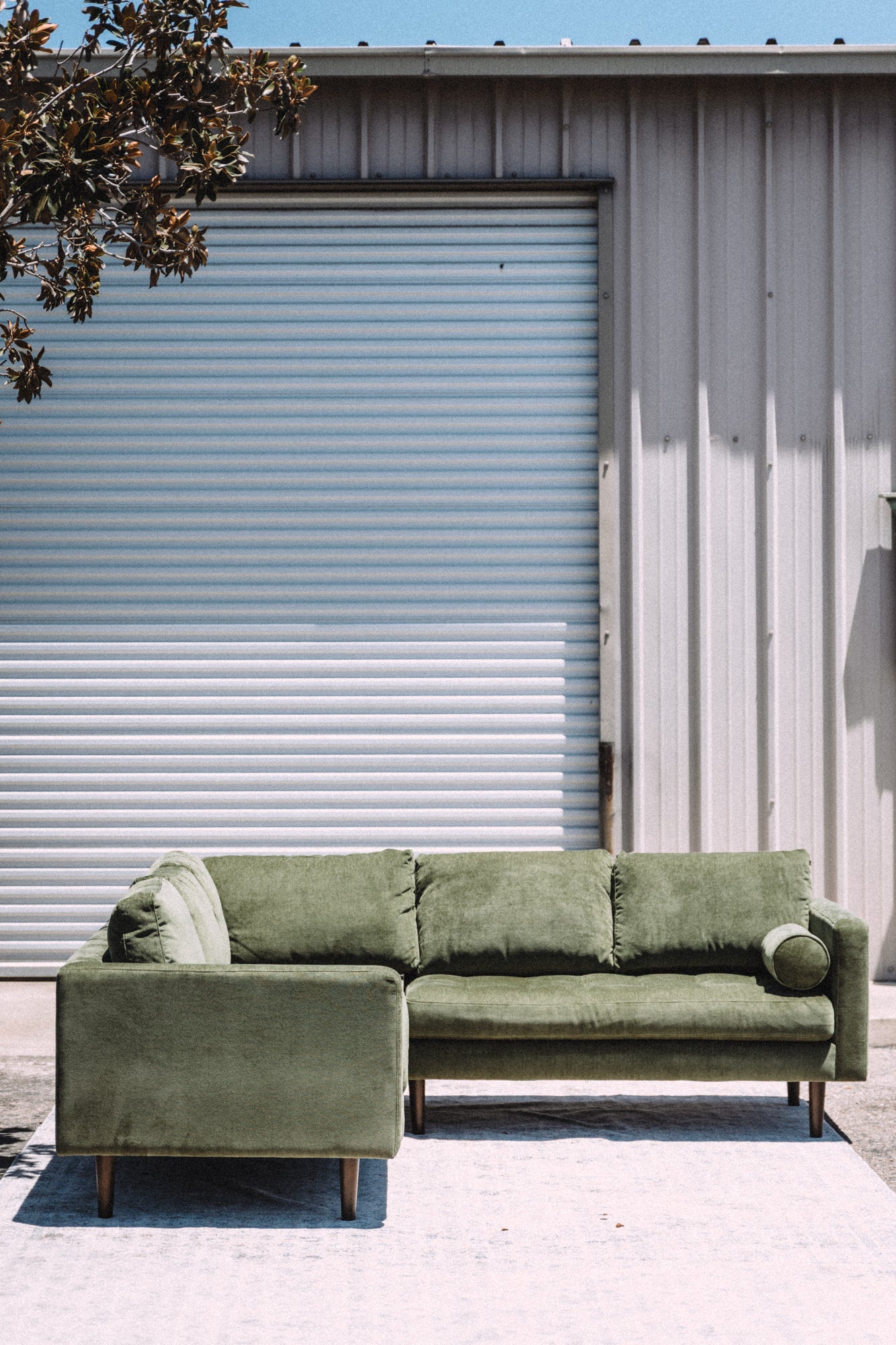 Poly & Bark Napa Velvet Corner Sectional Sofa - Distressed Green