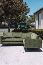 Poly & Bark Napa Velvet Corner Sectional Sofa - Distressed Green