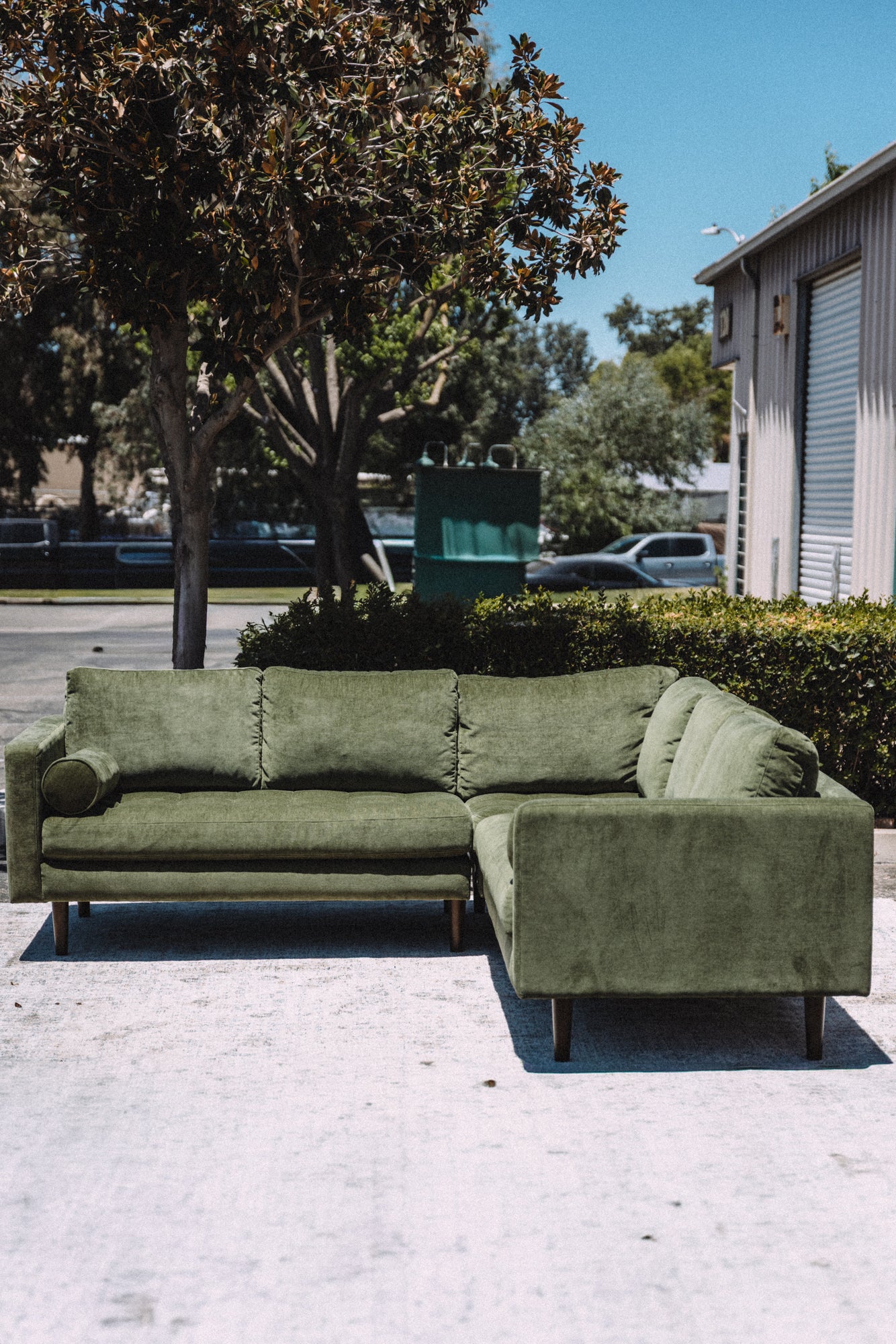 Poly & Bark Napa Velvet Corner Sectional Sofa - Distressed Green
