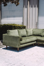 Poly & Bark Napa Velvet Corner Sectional Sofa - Distressed Green