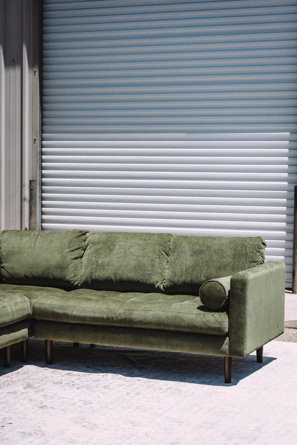 Poly & Bark Napa Velvet Corner Sectional Sofa - Distressed Green