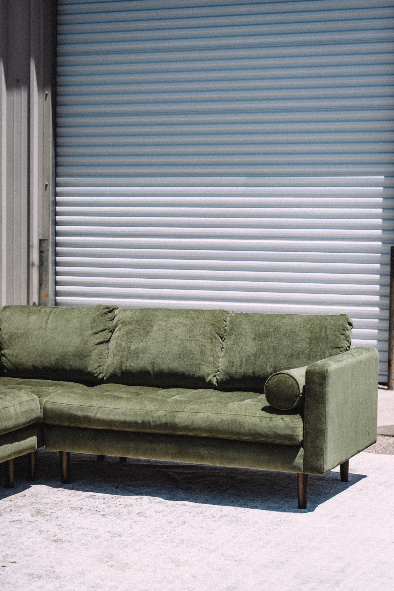 Poly & Bark Napa Velvet Corner Sectional Sofa - Distressed Green